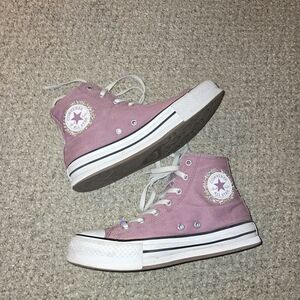 Converse Women's Mauve Floral Embroidered Platform High-Top Sneakers 6.5
